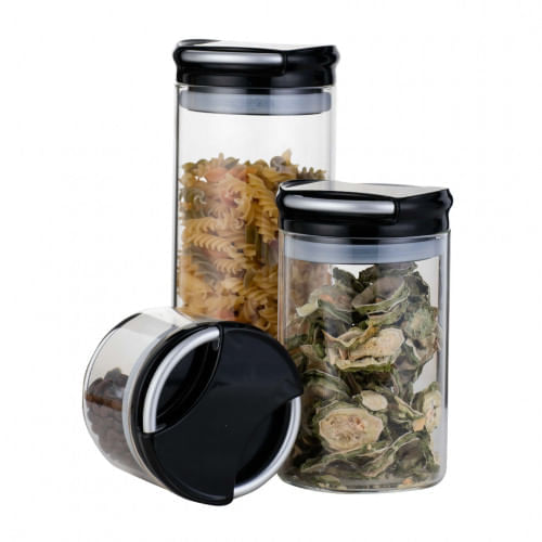 Repostero 3Pzs Clear Negro 1300Ml 800Ml 330Ml
