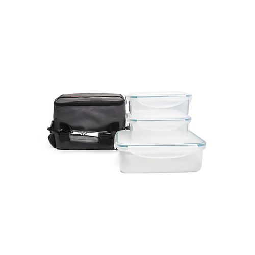 Bolsa Termicaaislante Con 3 Contenedores Antracita Freshbox
