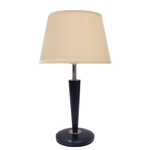 Lampara Mesa Negro C Pantalla Beige