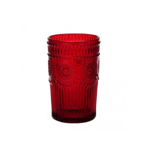 Vaso Vidrio Labrado Rojo 13X8Cm Soles