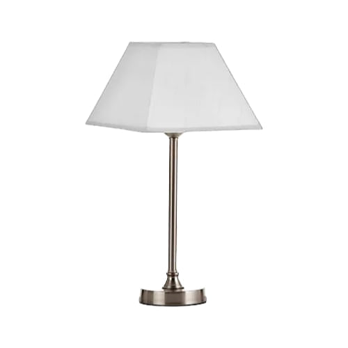 Lampara Mesa Silver C Pantalla Blanca.