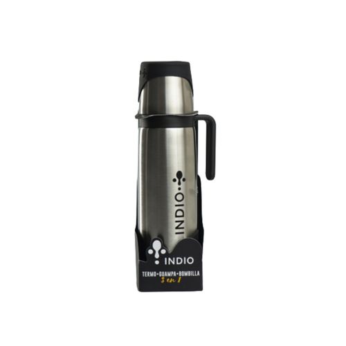 Termo Mate Inox 1Lt 3En1 Con Guampa Y Bombilla Inox