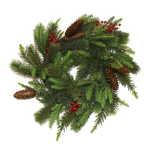 Cono 43Cm Plastic Pine With Pine Cone Wreath