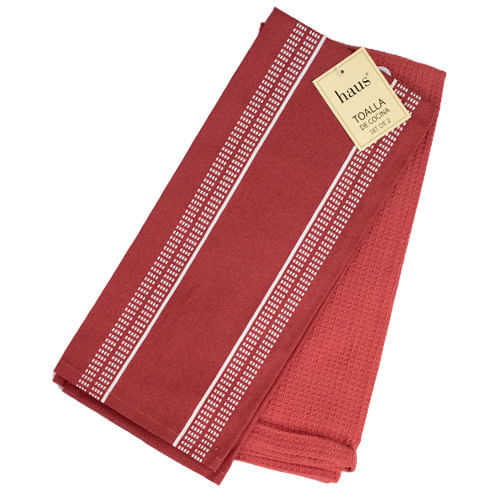 Jgo Toalla 2 Pzs Rojo Franja