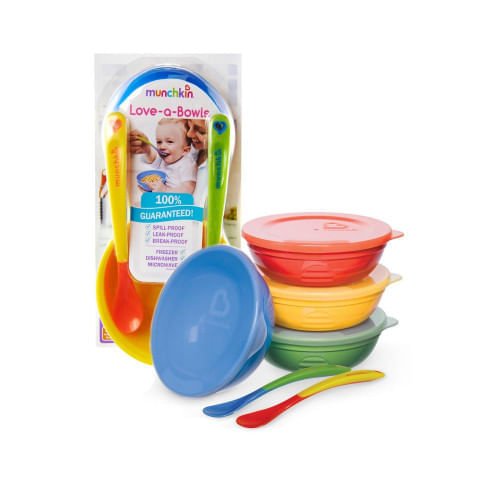 Juego De 4 Bowls Con Tapa + 2 Cucharitas Blandas