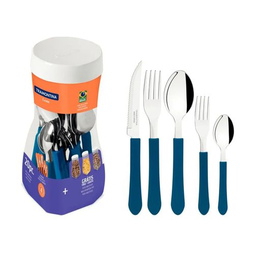 Jgo Cubiertos 20Pzas Azul Leme Tr