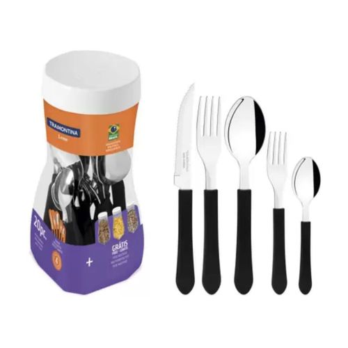 Jgo Cubiertos 20Pzas Negro Leme Tr