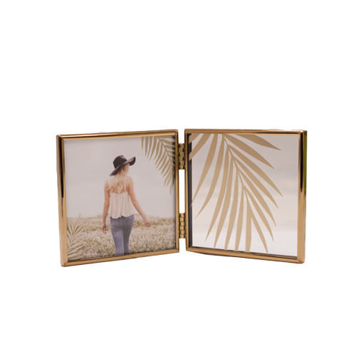 Portaretrato 2 Fotos Gold Tone Steel Photo Frame
