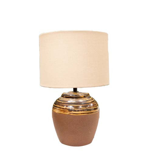 Lampara Mesa Cafe C Pantalla Beige 28Cmx43Cm Ceramic Base Linen Shade