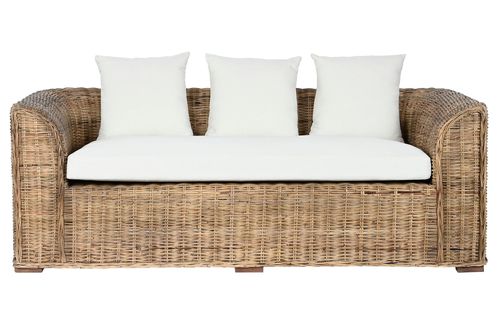 Sofa Ratan 174X88X69 Con Cojines Algod N Natural