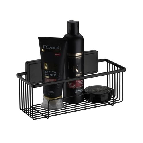 Organizador De Baño Con Adhesivo - Negro Mate