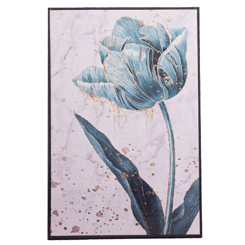 Cuadro 60X90Cm Turquesa Flor