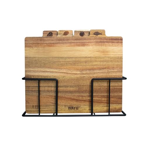 Set 4 Tablas Con Rack Wayu Madera Acacia