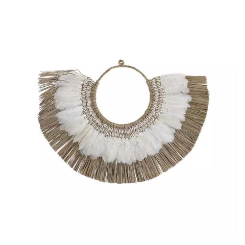 Decoracion Pared Fibra Pluma 70X3X50 Marron