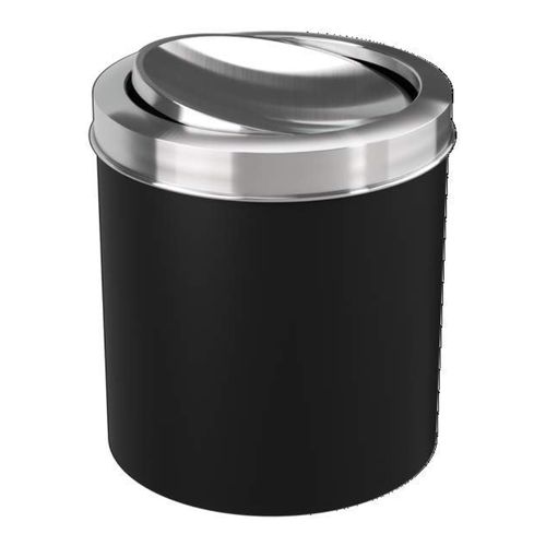 Basurero De Plastico 5,40L Con Tapa Vaiven En Inox Negro