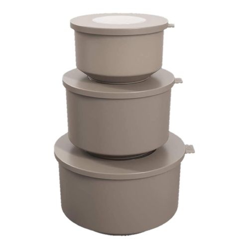 Juego De Contenedors De Plastico 500Ml  1L  2L Hoop Warm Gray