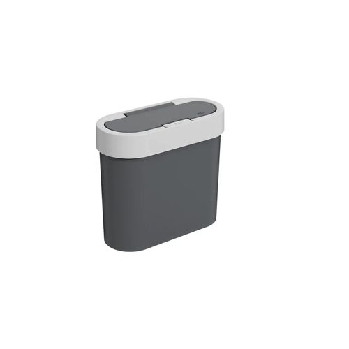 Basurero Apertura C Boton De Plastico 2,80L Flat Gris