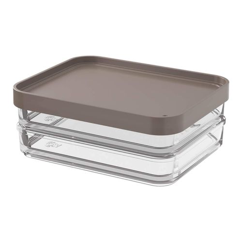 Pote De Plastico Duo 560Ml Clear Warm Gray
