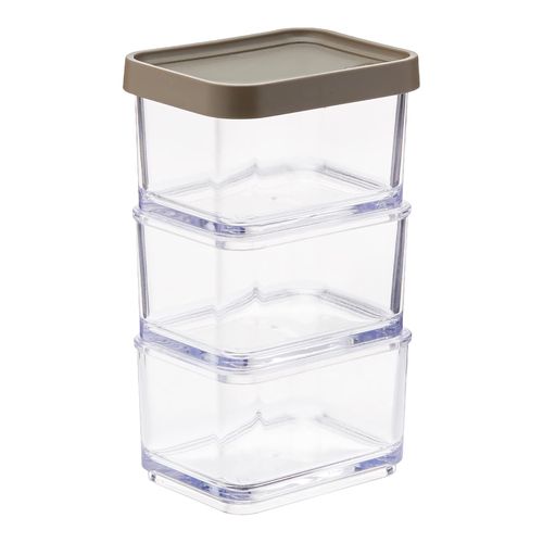 Pote De Plastico Micro Trio 300Ml Clear Warm Gray