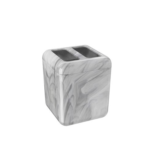 Porta Cepillos De Plastico Cube Marmol Blanco