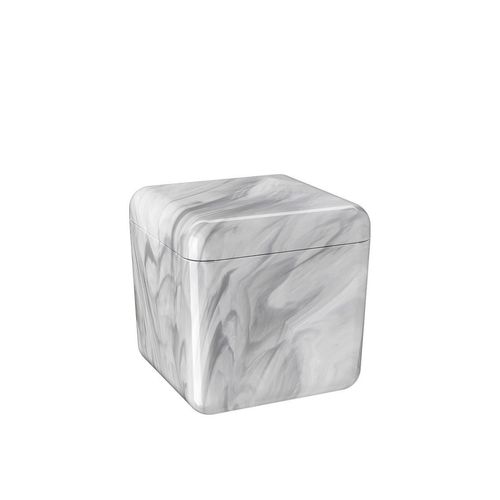 Porta Algodon De Plastico Cube Marmol Blanco