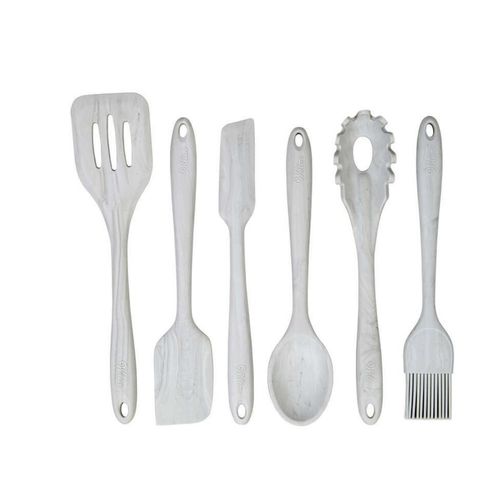 Set De Utensilios Para Cocina Silicón Marmol de 6 Pzas