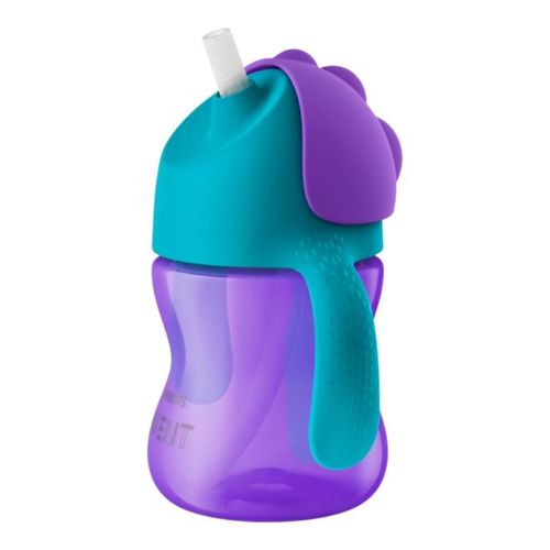 Vaso Con Pajita Y Asas Lila Azul +9M 200Ml