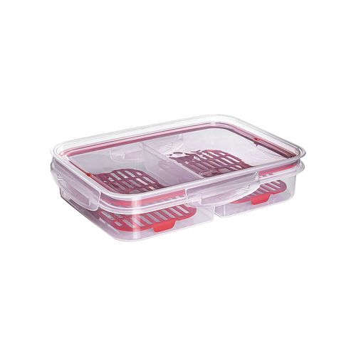 Recipiente Traba Mas - 2 Divisiones Con Escurridor Rojo