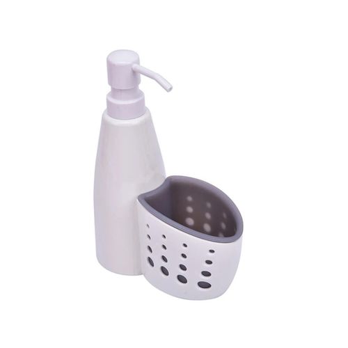 Portaesponja Con Dispensador Blanco -Gris