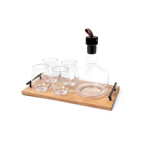 Conjunto 04 Vasos Con Bandeja Y Tarro