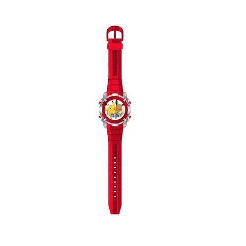 Reloj Pokemon Lcd Parpadeante Correa Roja Marco Metal