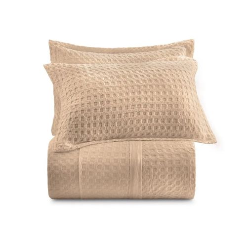 Juego Cubrecama 3Pz Algodón Lux 200 Hilos Versalhes 260X250 Beige Caramelo