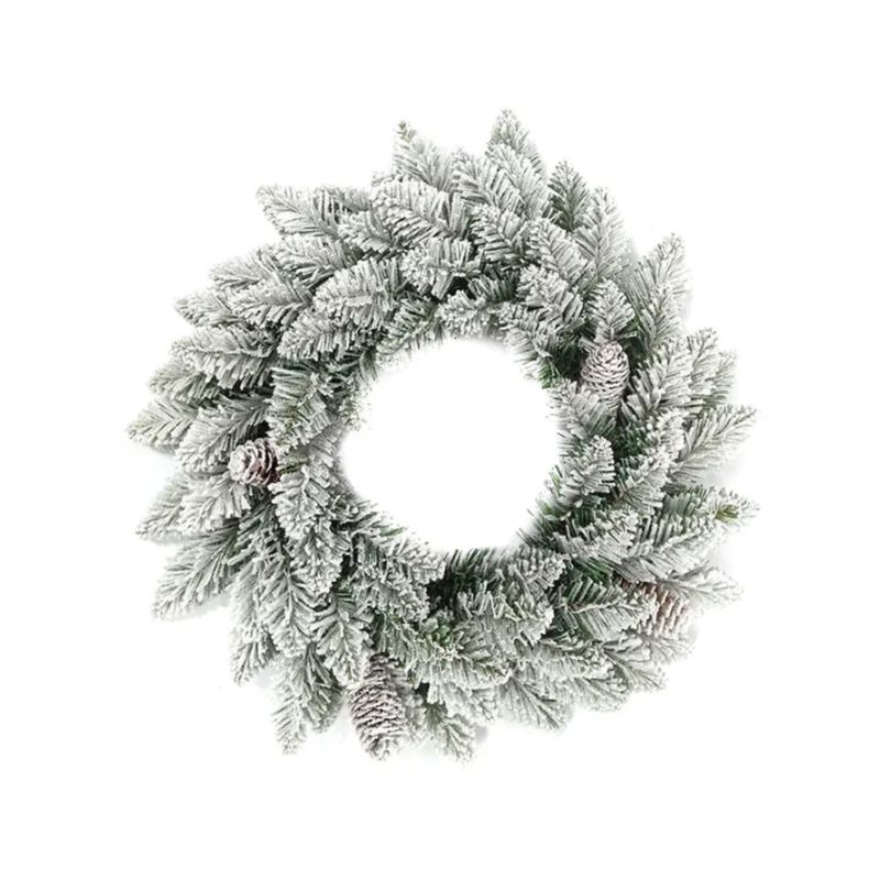 Corona%2060Cm%20Verde%20Plastico%20Hierro%20Con%20Nieve