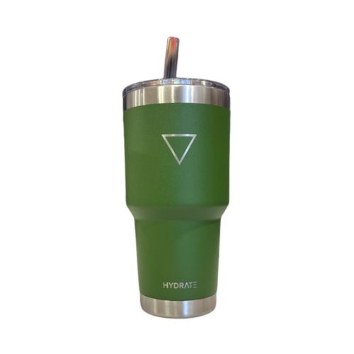 Vaso 887 Ml Verde Militar Con Pajita