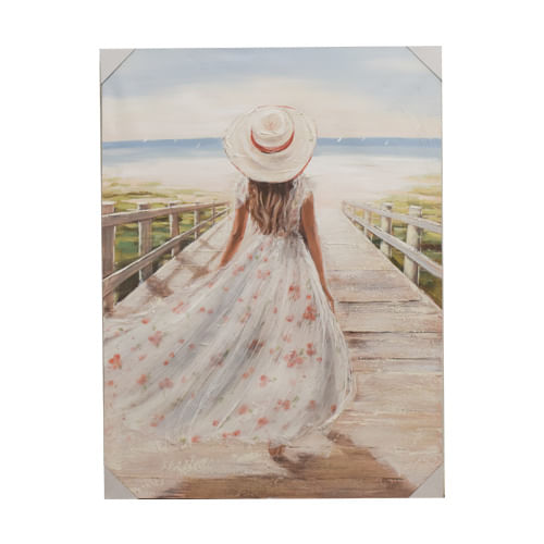 Cuadro 90X120Cm Mujer Playa