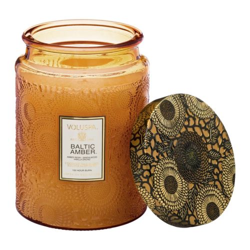 Baltic Amber Large Embossed Glass Jar Candle