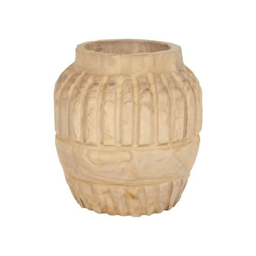Jarron Madera Paulownia 30X30X32 Tallado Natural