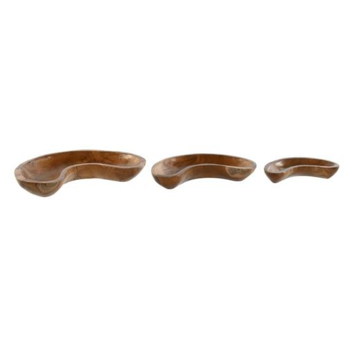 Centro De Mesa Set 3 Teca 40X20X5 Tallada Natural