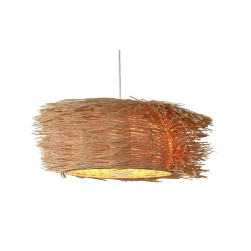 Lampara Techo Ratan 53X53X19 Hecha A Mano Natural