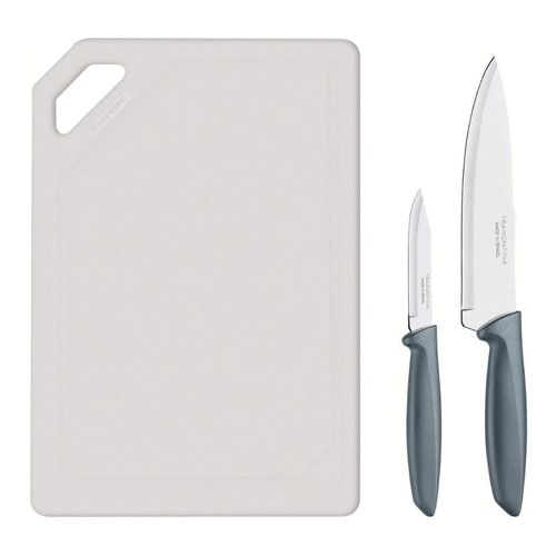 Jgo Cuchillo Con Tabla 3Pzas Gris