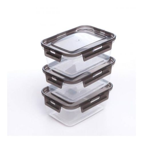 Set 3 Pzs Tupper Plasticos 720 Ml Rectangular Tapa