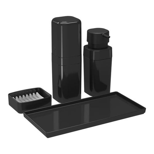 Juego De Baño De Plastico 4Pcs Negro