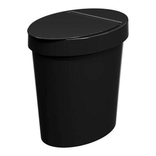 Basurero Oval De Plastico 5 00L Glass Negro