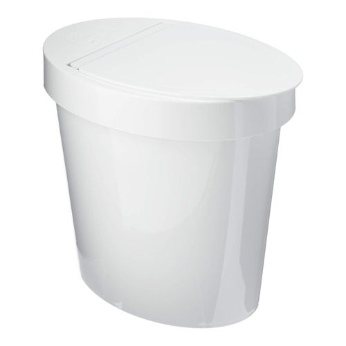 Basurero Oval De Plastico 5 00L Glass Blanco