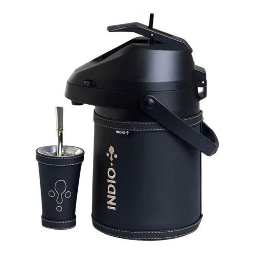Termo Terere Inox Negro Silvana de 2,5 Simil+Guampa