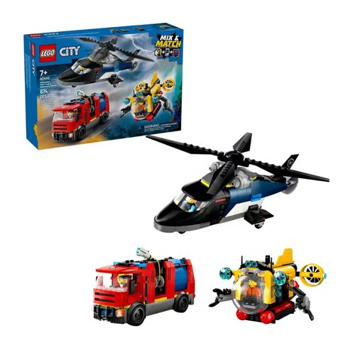 Remix Helicóptero Camión De Bomberos Y Submarino