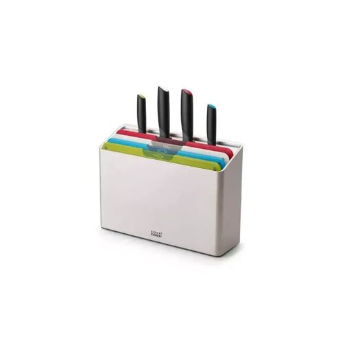 Set De 4 Tablas + 4 Cuchillos Elevate  Con Organizador De Acero Inox