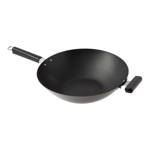 Sarten Joyce Chen Serie Profesional De 14 Pulg De Carbono Wok Antiadherente Excalibur De Acero Con Mangos Fenólicos