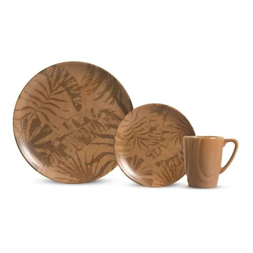 Juego De Vajillas De 12 Pzs C Taza Mug Palm Tree Terracota Matte