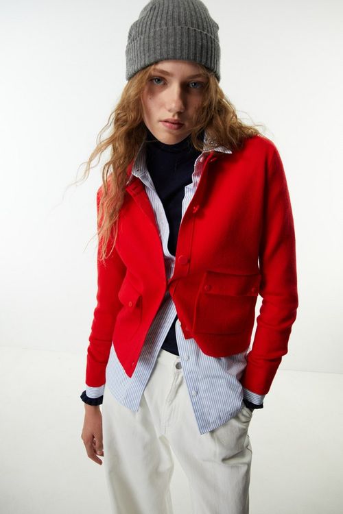 Chaqueta Lisa Corta Bolsillos